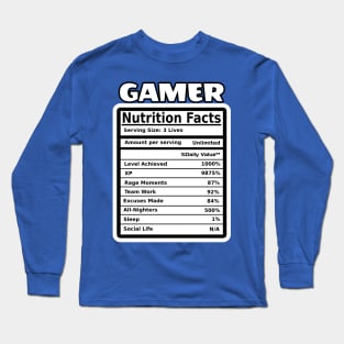 Gamer Nutrition Label Long Sleeve T-Shirt
